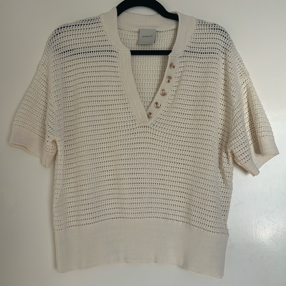 Varley Callie Knit Top in cream